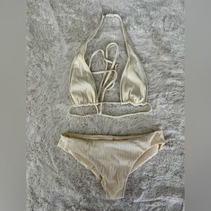 Frankies Bikinis Plissé Triangle Bikini Top & Bottom